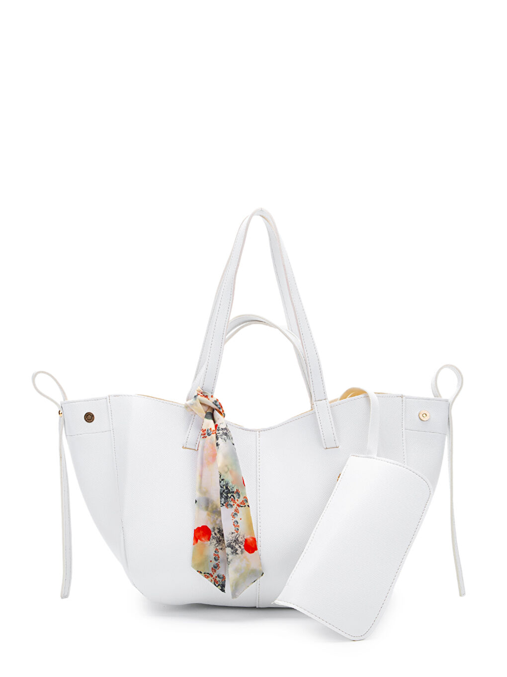 Fular Detaylı Özel Tasarım Pole 1 Kadın Kol Çanta Beyaz-2