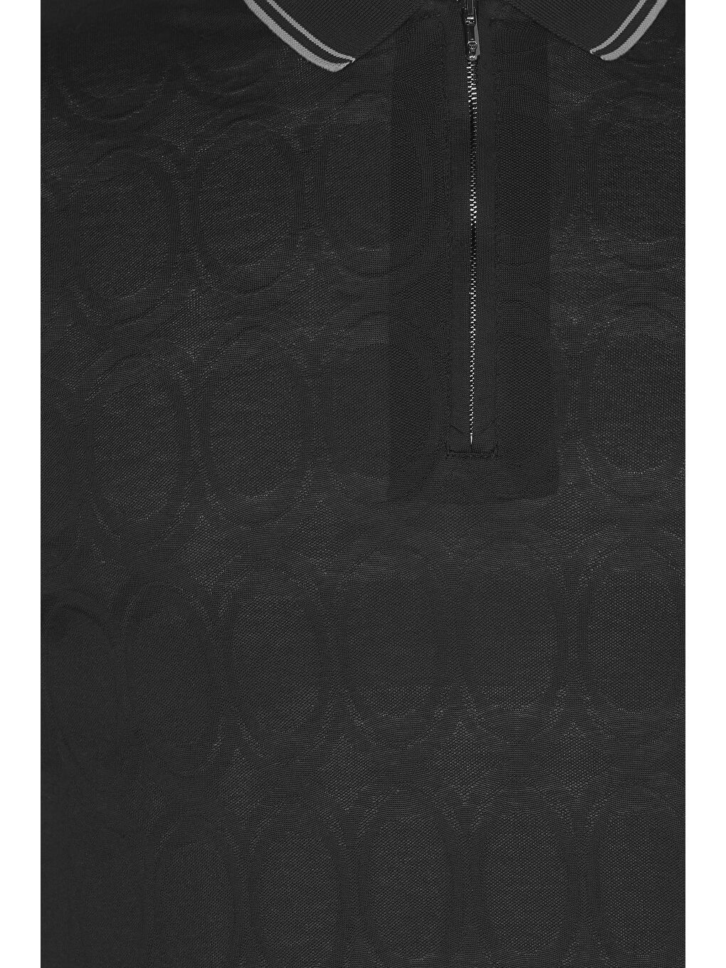 Giotelli Siyah Regular Fit %100 Pamuk Merserize Fermuarlı Polo Yaka Erkek Tişört-3