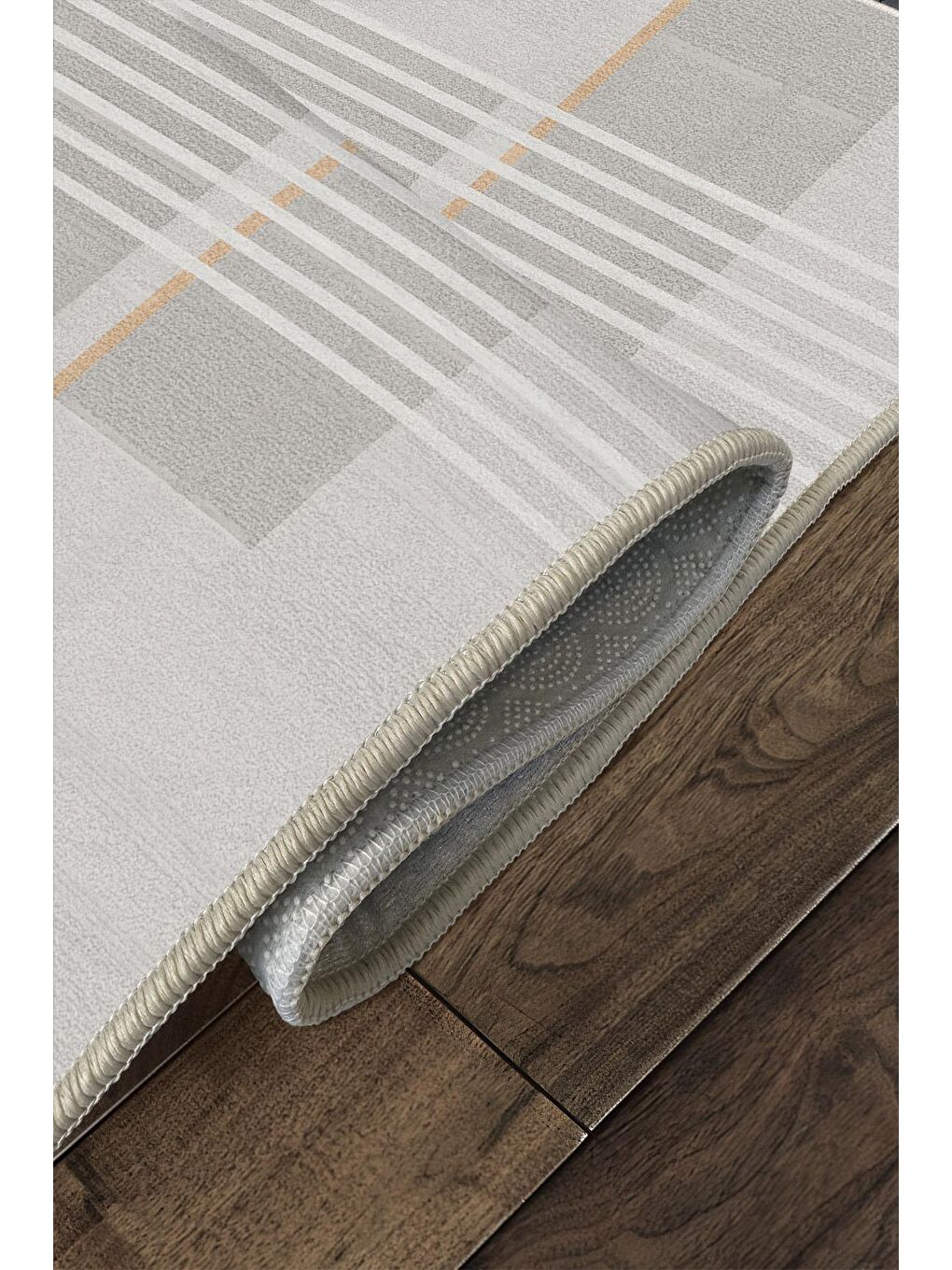 Bej Özel Tasarım, Kaymaz Taban, İnce, Yıkanabilir, Modern Halı WOOKECE1481 80x150-4