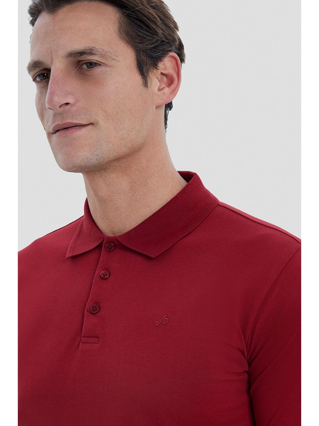Bordo Regular Fit Basic Polo Yaka Tişört-4