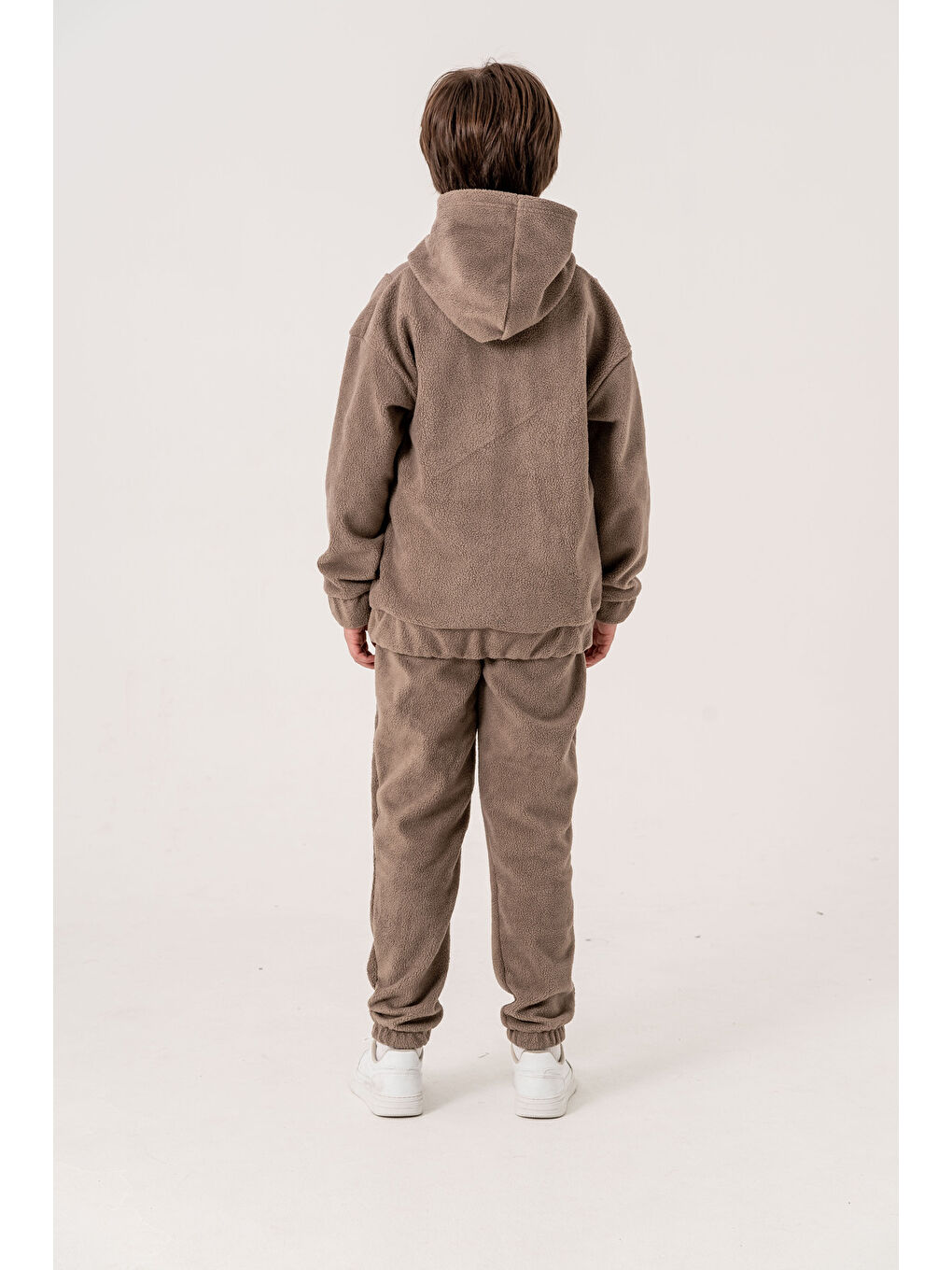 Bej Nakışlı Polar Erkek Çocuk Alt-Üst Eşofman Takımı-5
