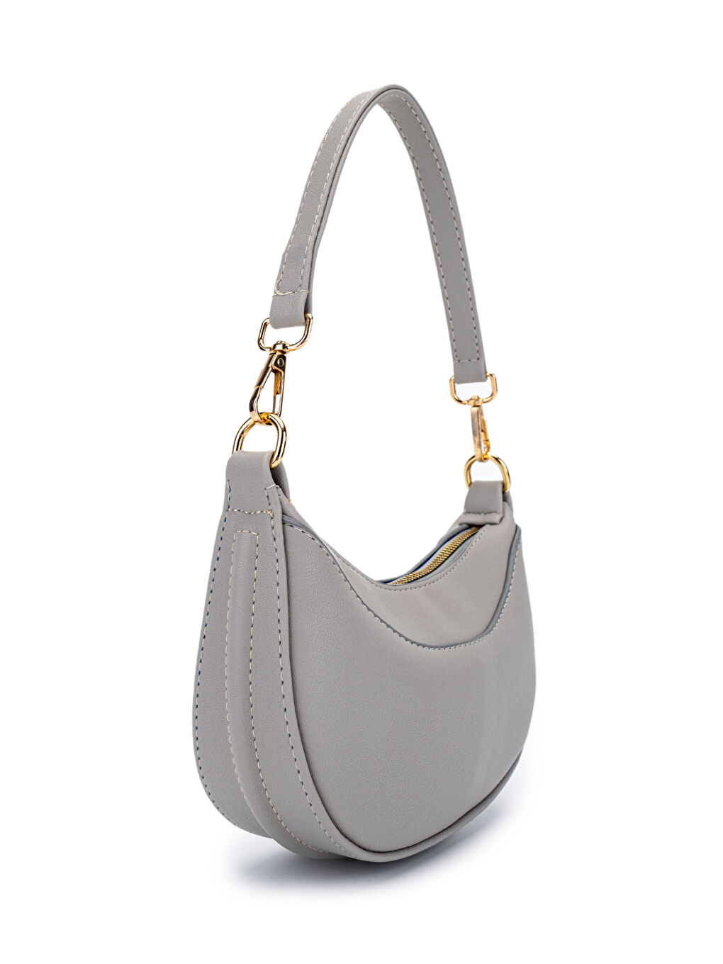 Suni Deri Yarım Ay Kadın Çapraz Çanta Lance Gri-2