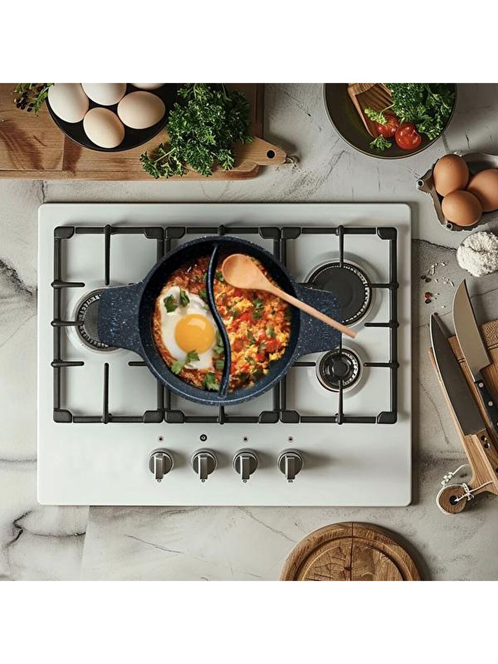 Bölmeli Multipan Sahan - Gri - 22 cm-1