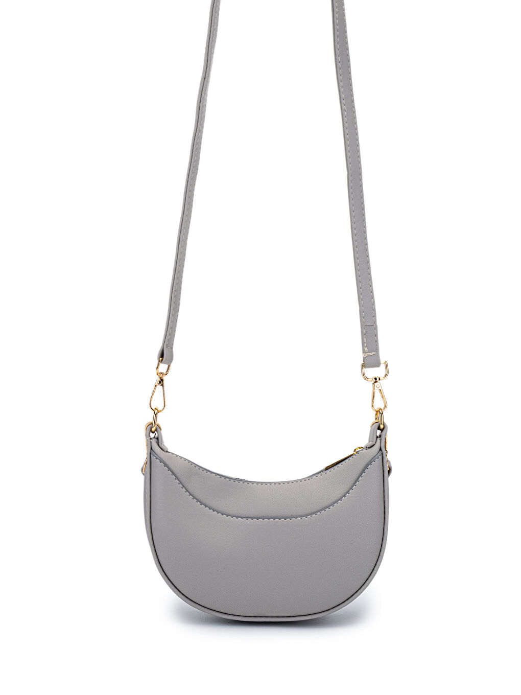 Suni Deri Yarım Ay Kadın Çapraz Çanta Lance Gri-3
