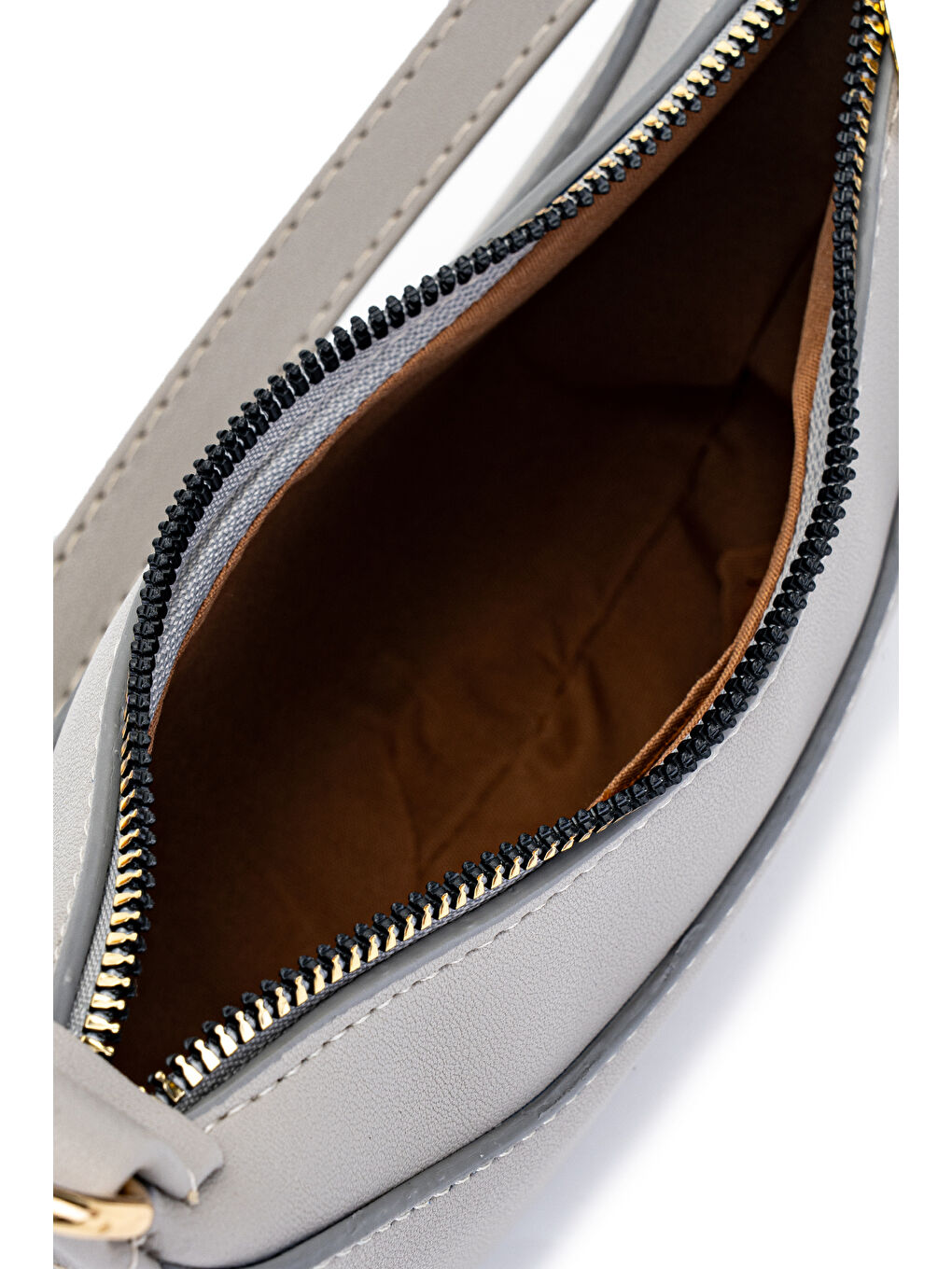 Suni Deri Yarım Ay Kadın Çapraz Çanta Lance Gri-4