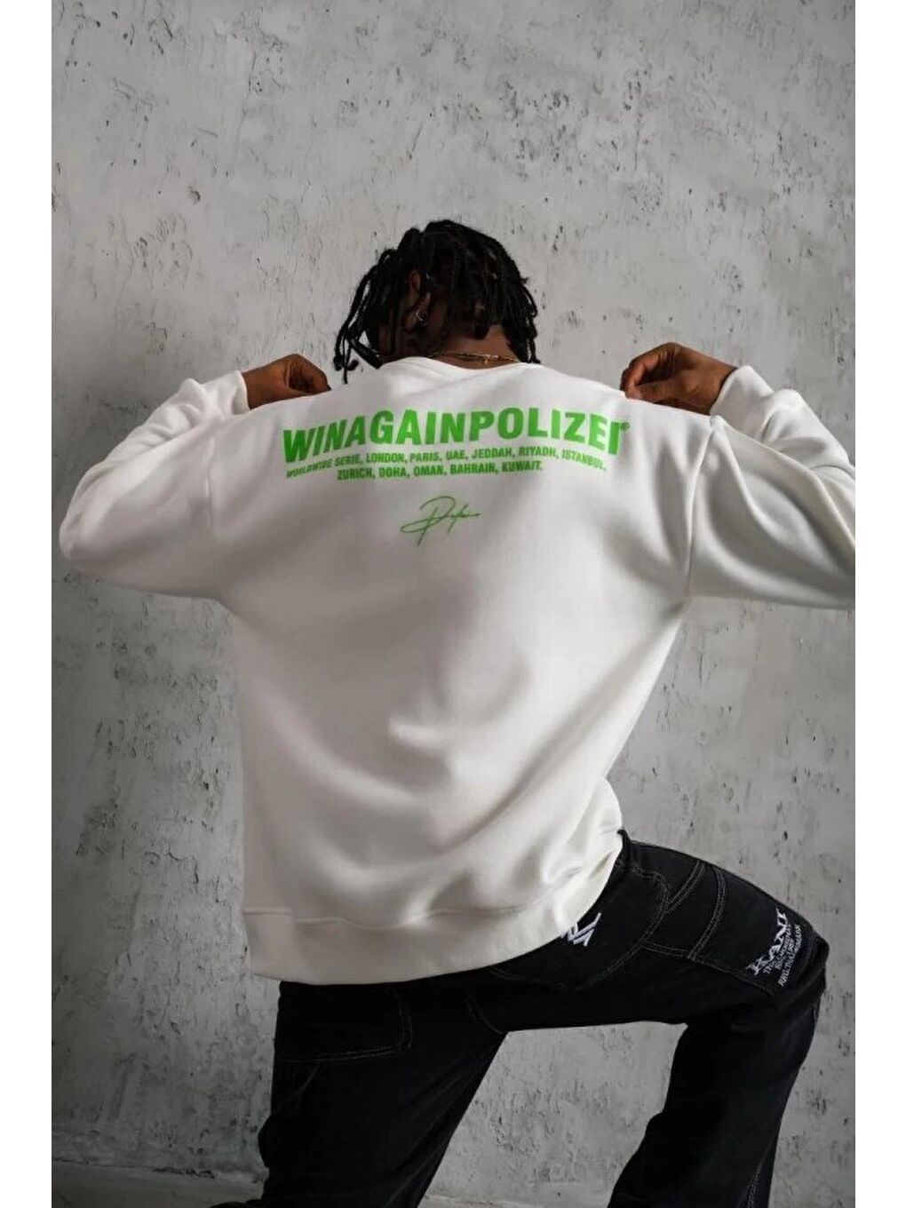 Beyaz Erkek Oversize Sweatshirt