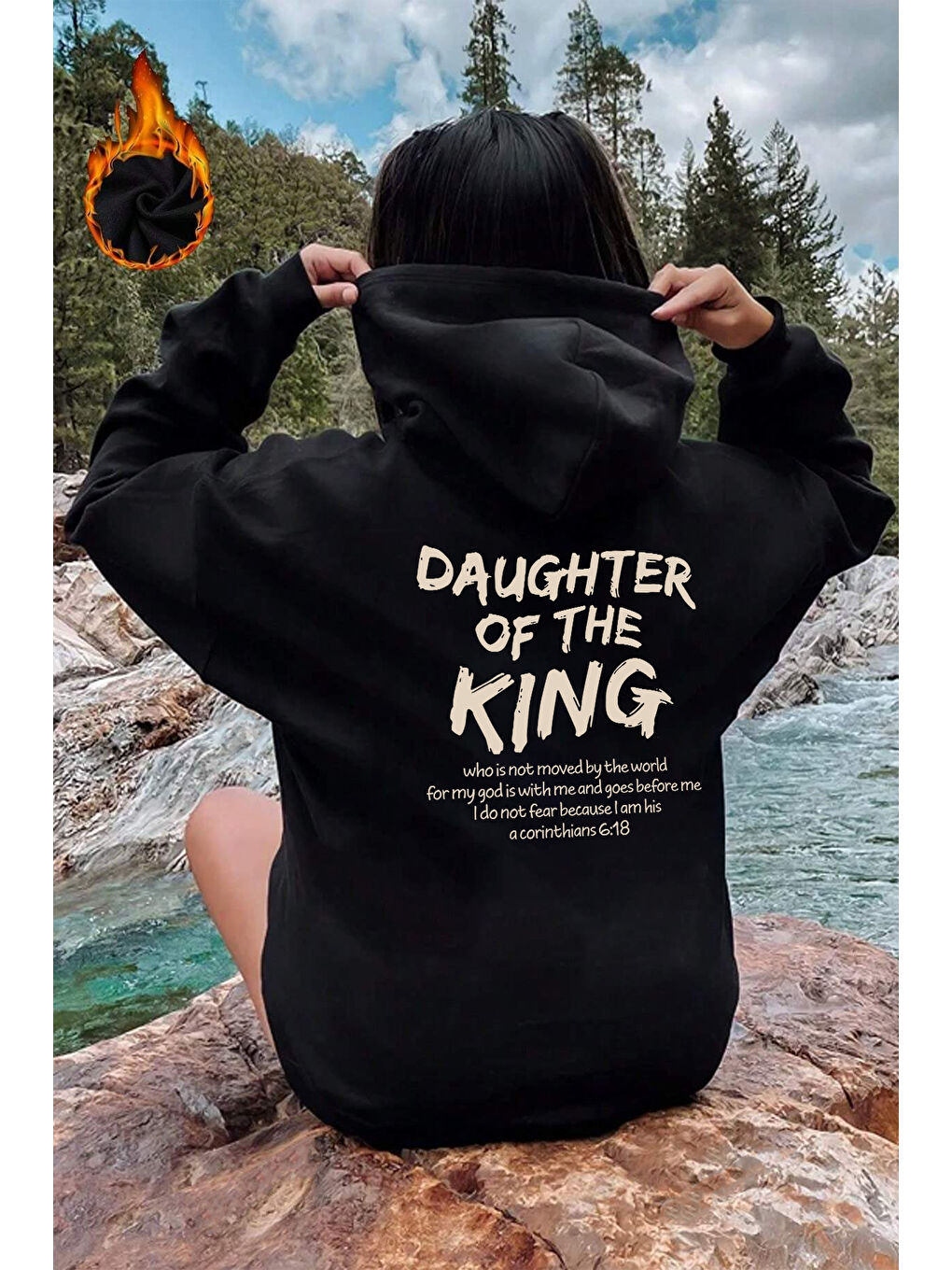 uyguntarz Siyah Daughter Of The King Baskılı Oversize Sweatshirt