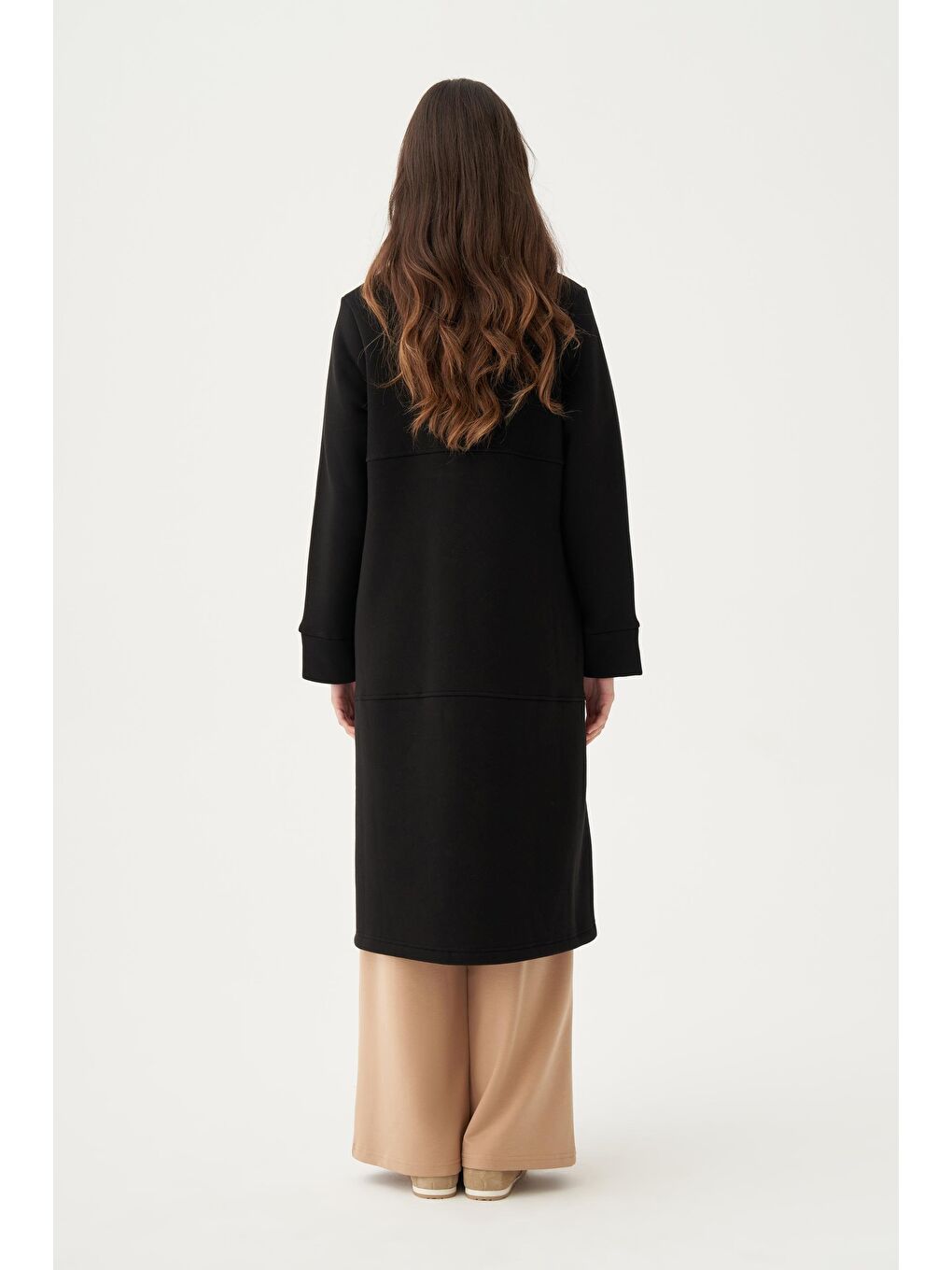 Siyah-Pamuklu Düğüm Kordonlu Sweatshirt-3