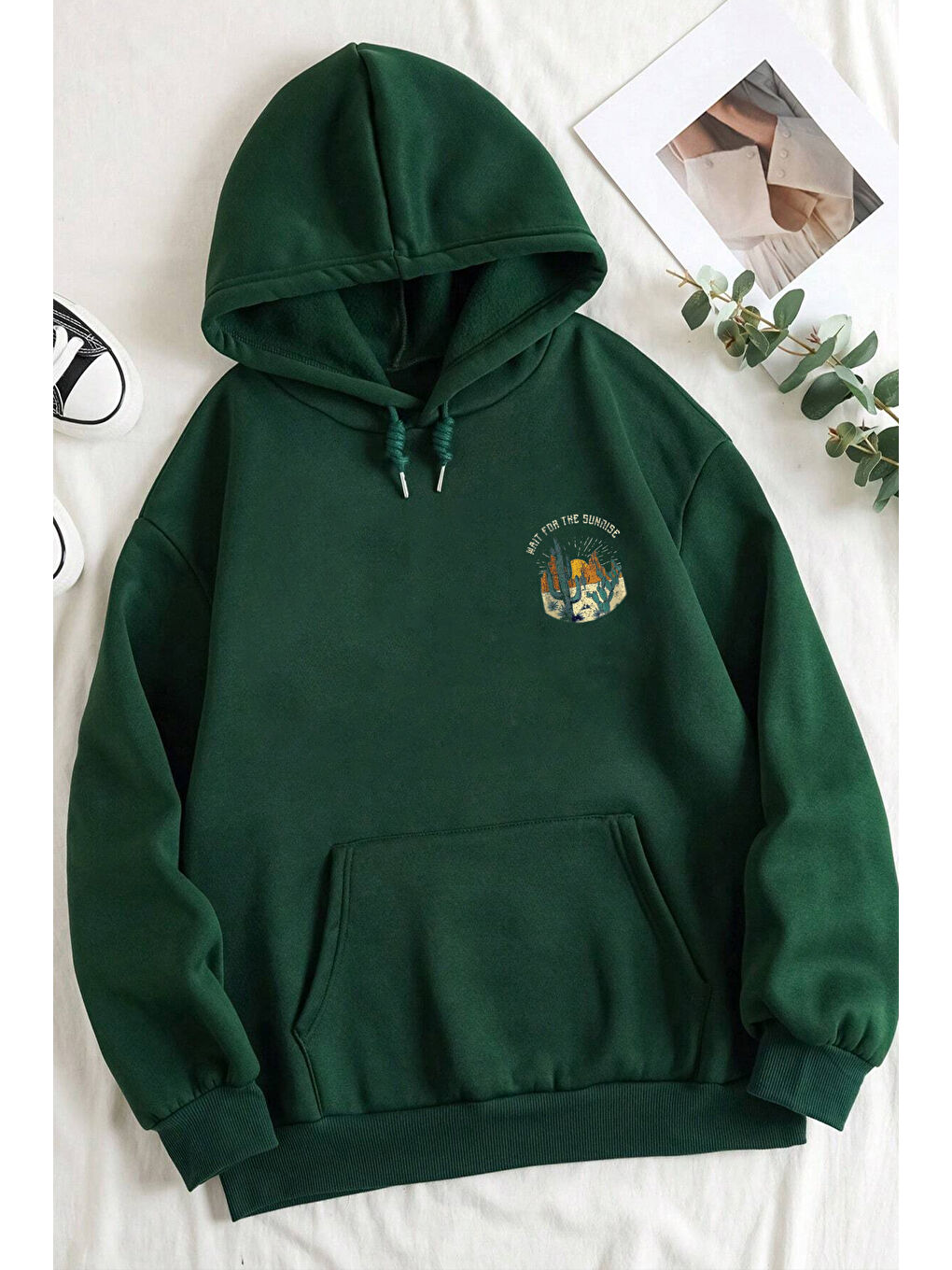 uyguntarz Yeşil Arizona Baskılı Oversize Sweatshirt - 1