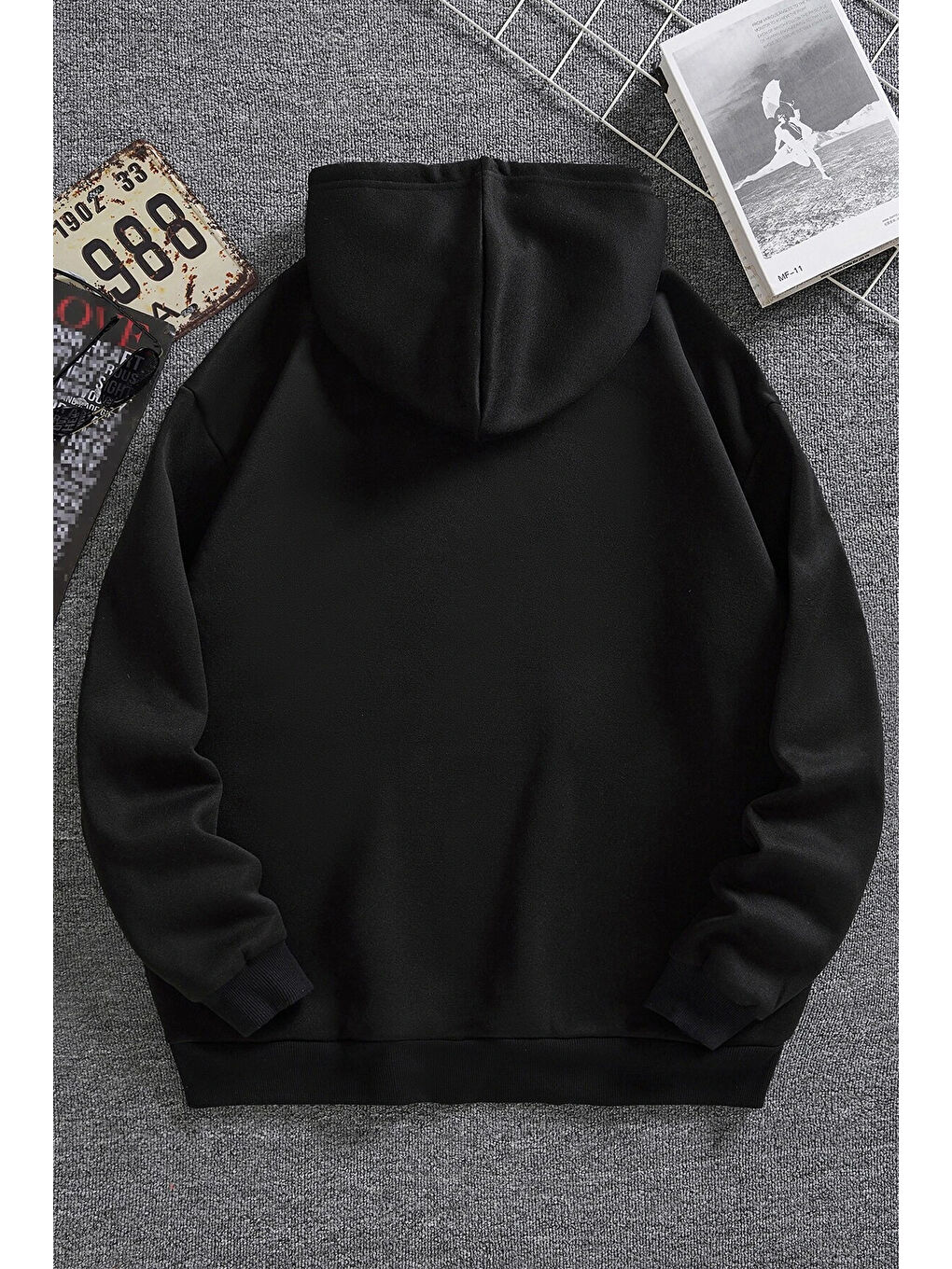 uyguntarz Siyah Los Angles Baskılı Oversize Sweatshirt - 1