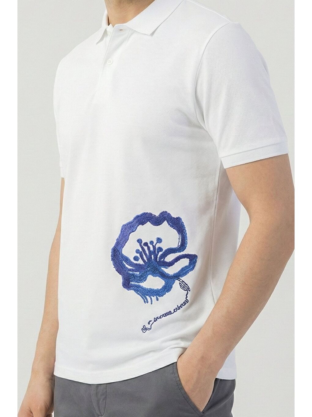 Giotelli Beyaz Slim Fit %100 Pamuk Polo Yaka Erkek Tişört-2