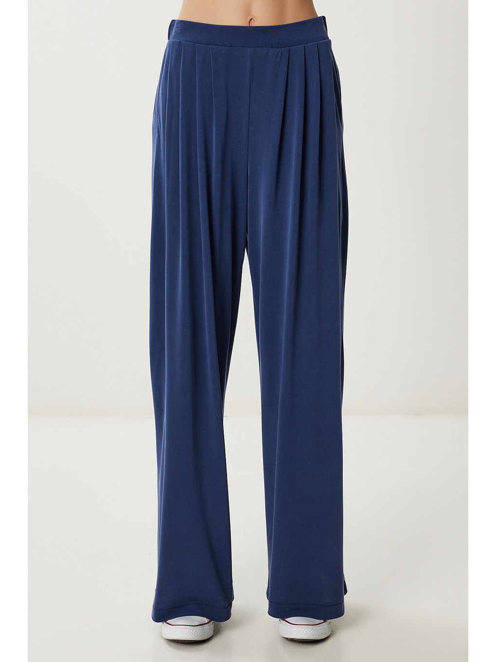 Geniş Paça Dökümlü Modal Pantolon Lacivert Lub0208-3