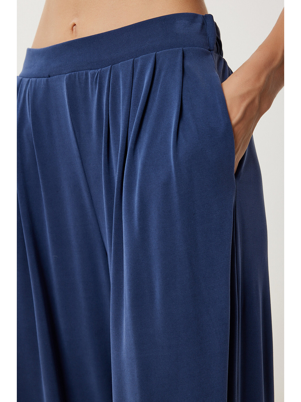 Geniş Paça Dökümlü Modal Pantolon Lacivert Lub0208-4