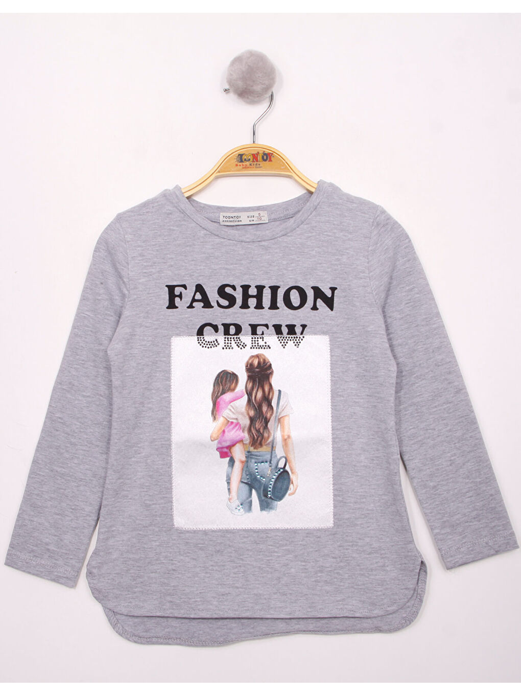 Gri Kız Çocuk Fashion Baskılı Tişört