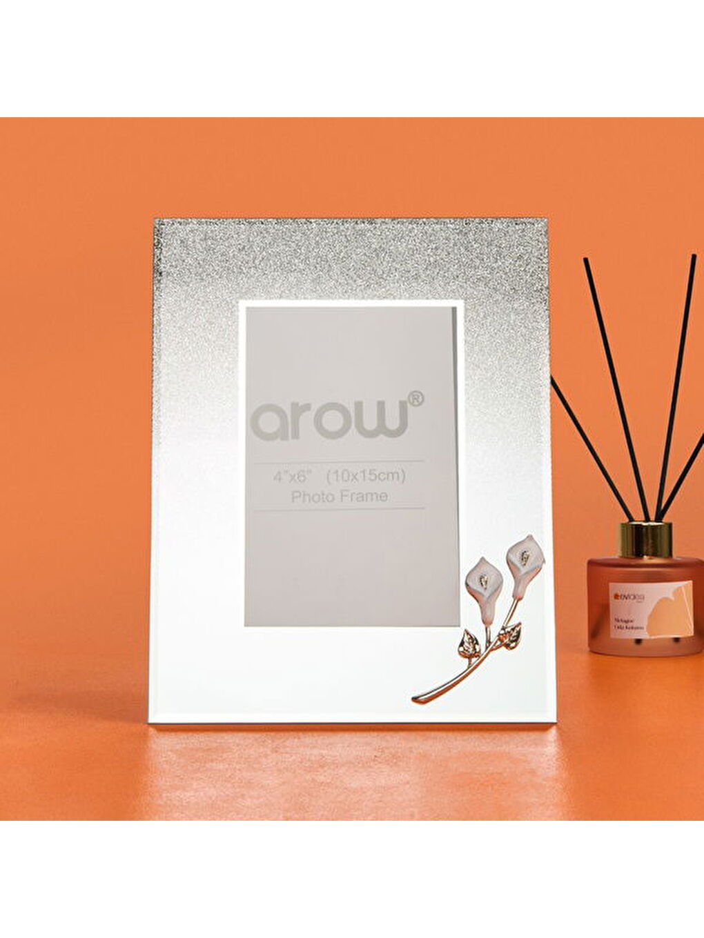 Gri Simli Cam Çerçeve - Gümüş - 10x15 cm-3