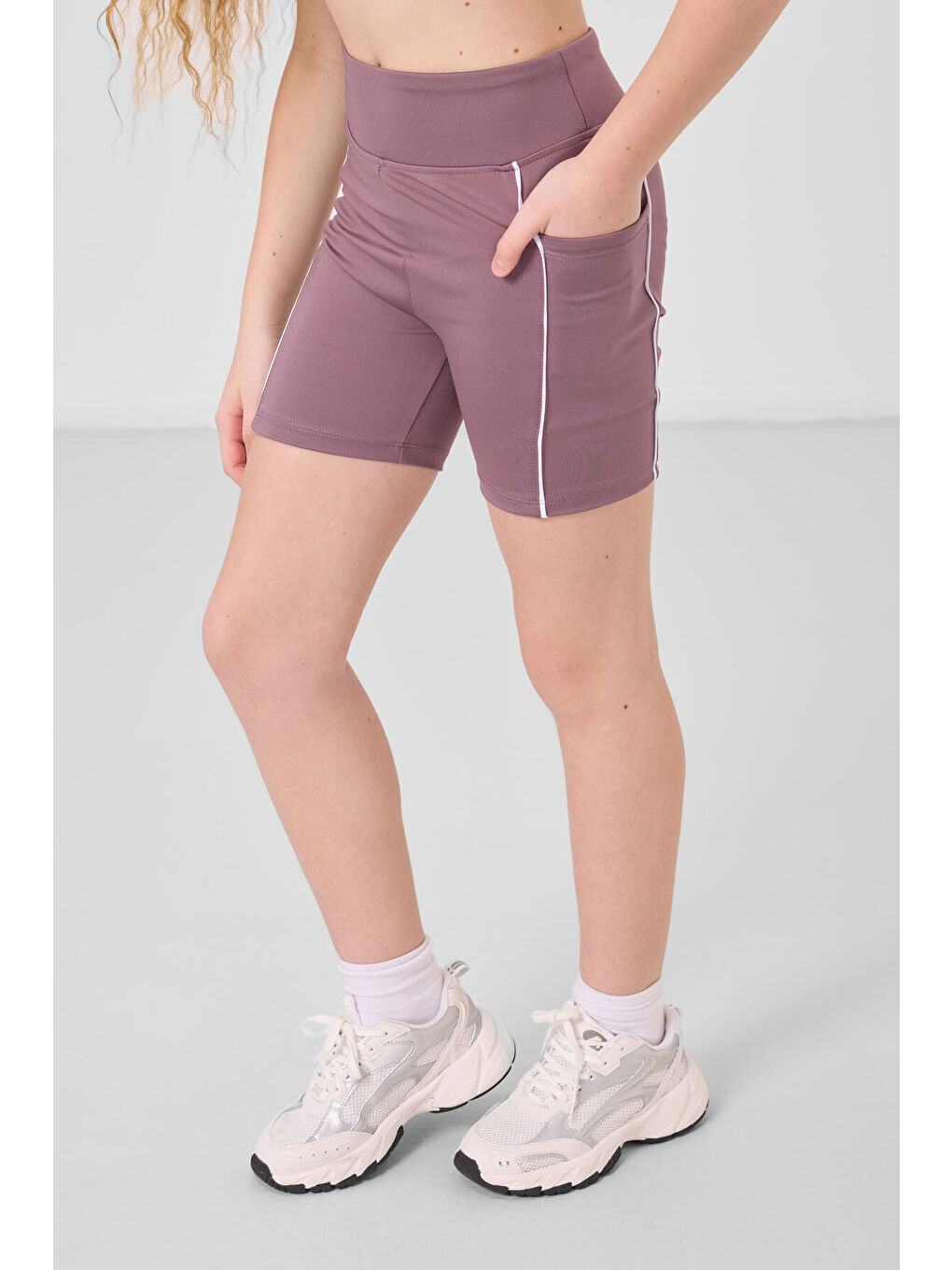 Pembe Gül Kurusu Esnek Standart Fit Basic Performans Kız Çocuk Tayt - 75189-1