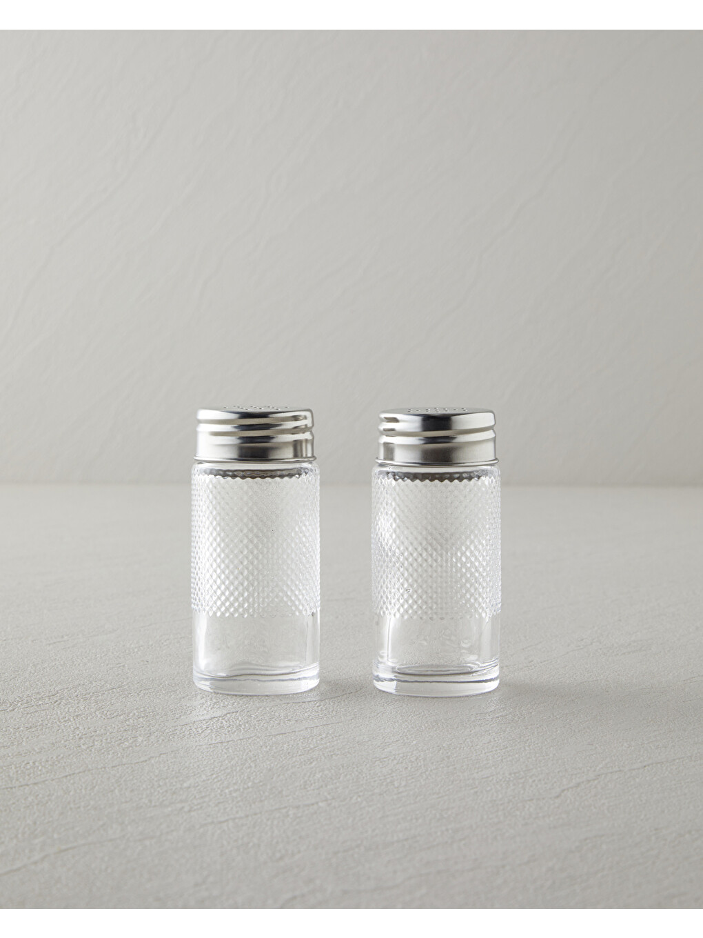 Renksiz Hexa Cam 2'li Tuzluk - Biberlik 4x9 Cm Şeffaf