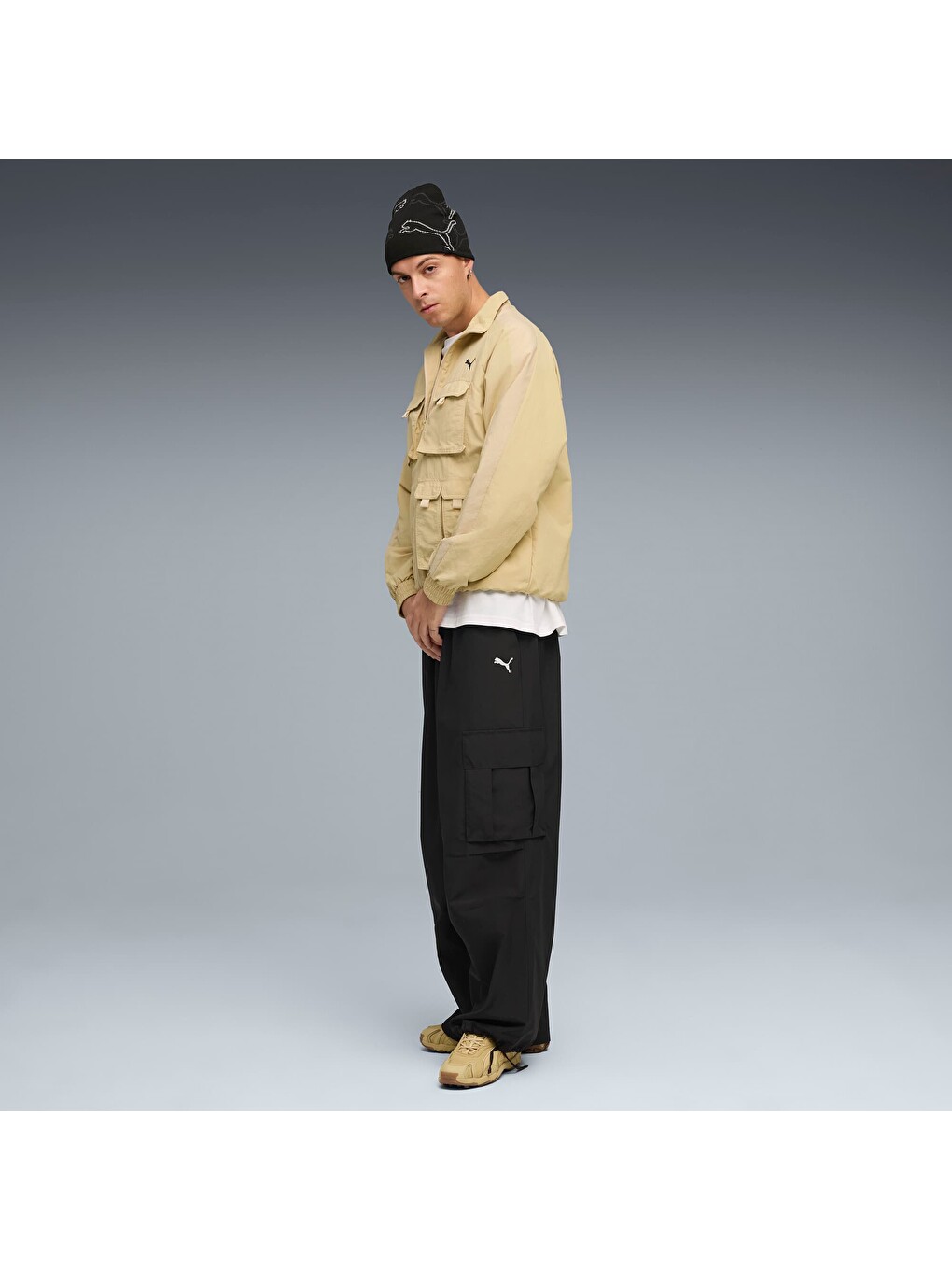 Sarı T7 Cargo Erkek Geniş Kesim Track Fermuarlı Sweatshirt-3
