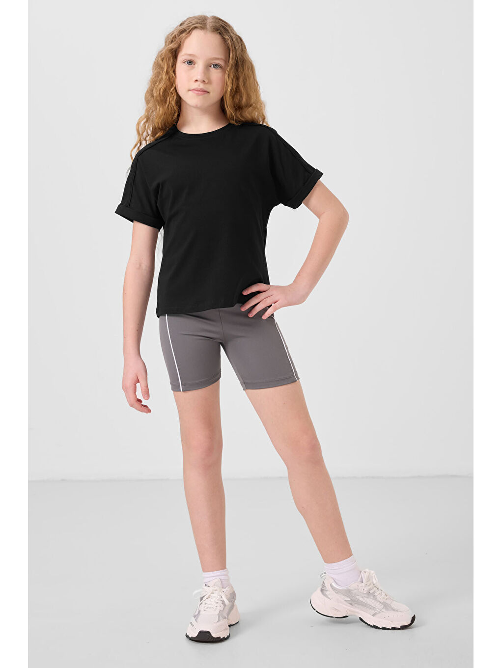 Koyu Gri Esnek Standart Fit Basic Performans Kız Çocuk Tayt - 75189