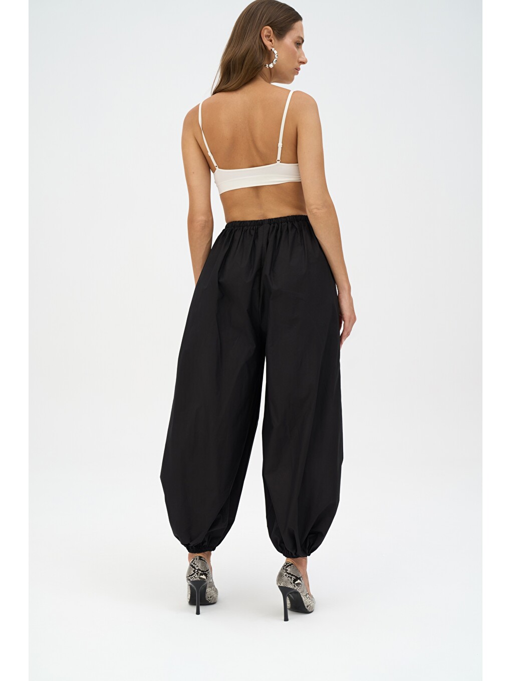 Velora Siyah Poplin Şalvar Pantolon-4