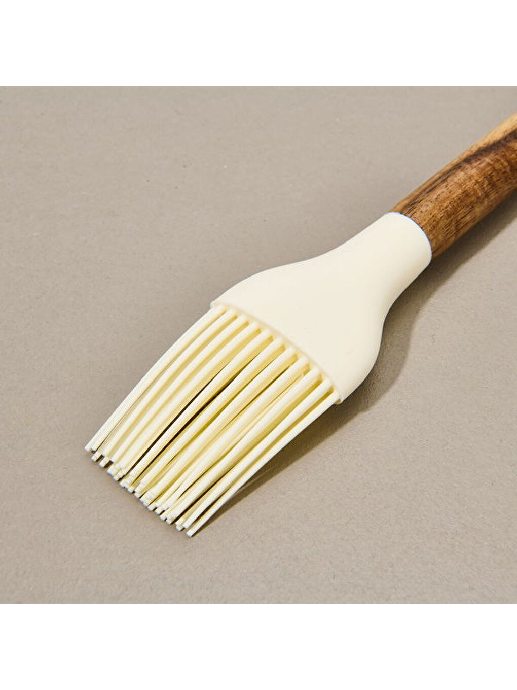 Akasya Saplı Silikon Yumurta Fırçası - Kahverengi / Krem-1