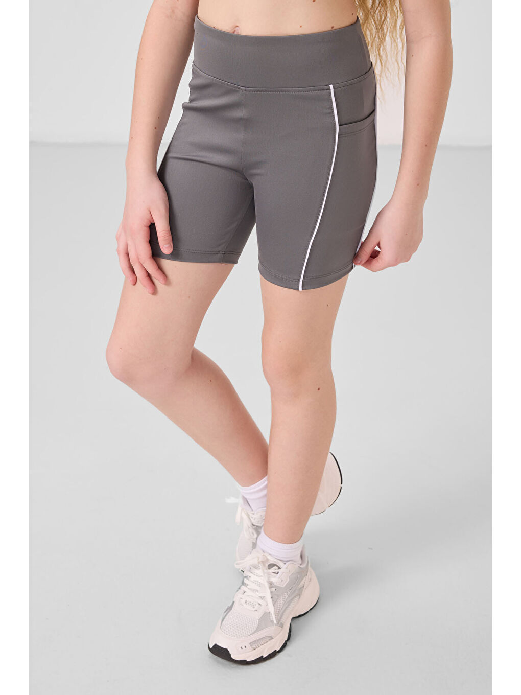 Koyu Gri Esnek Standart Fit Basic Performans Kız Çocuk Tayt - 75189-1
