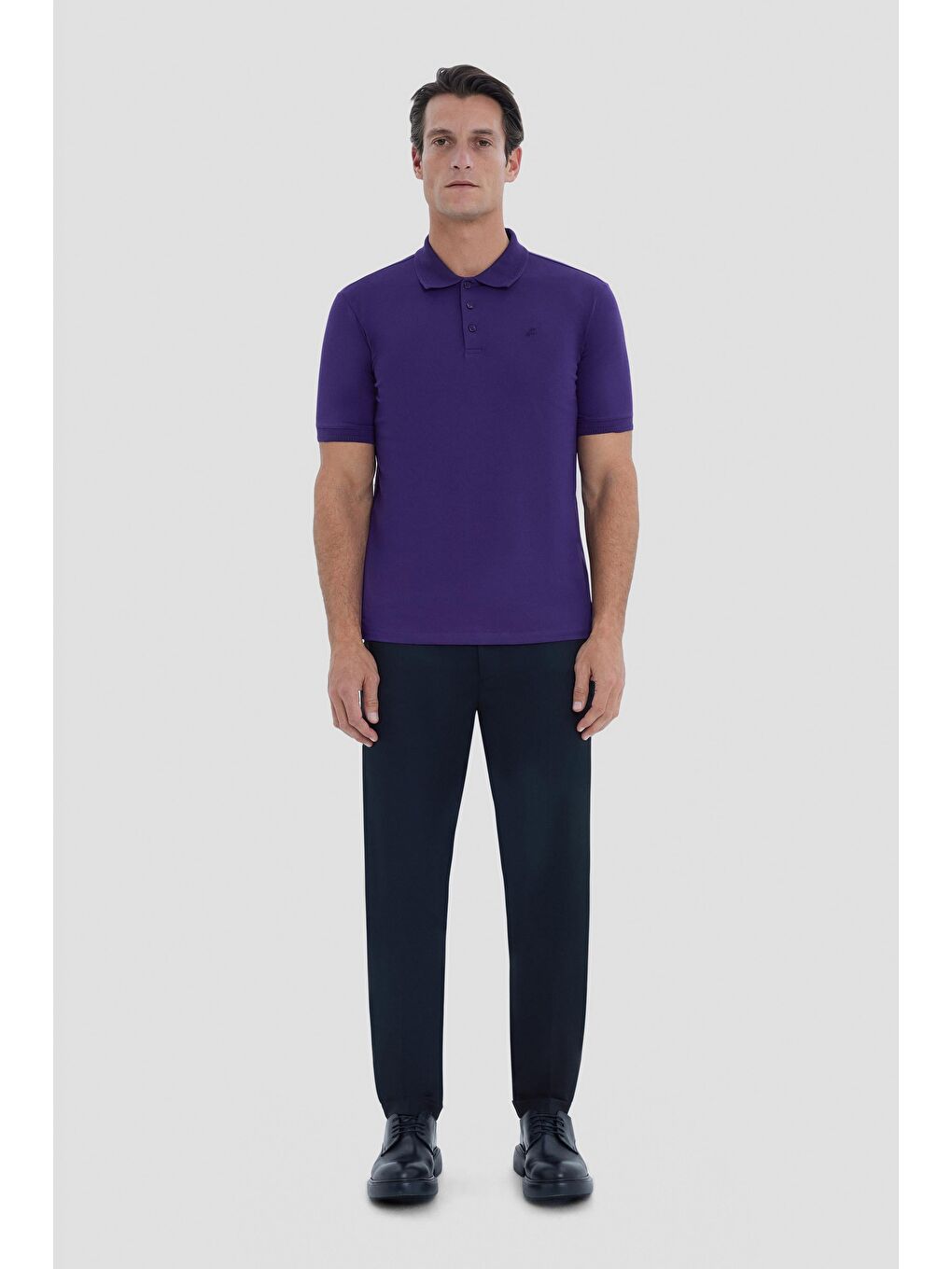 Mor Regular Fit Basic Polo Yaka Erkek Tişört-1