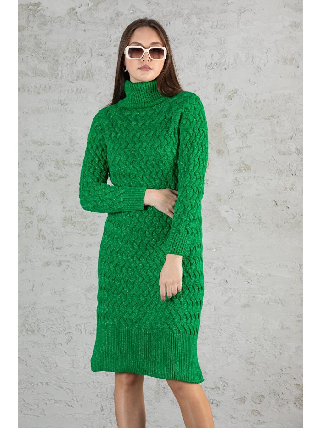 Yeşil Kadın Triko Tunik 075