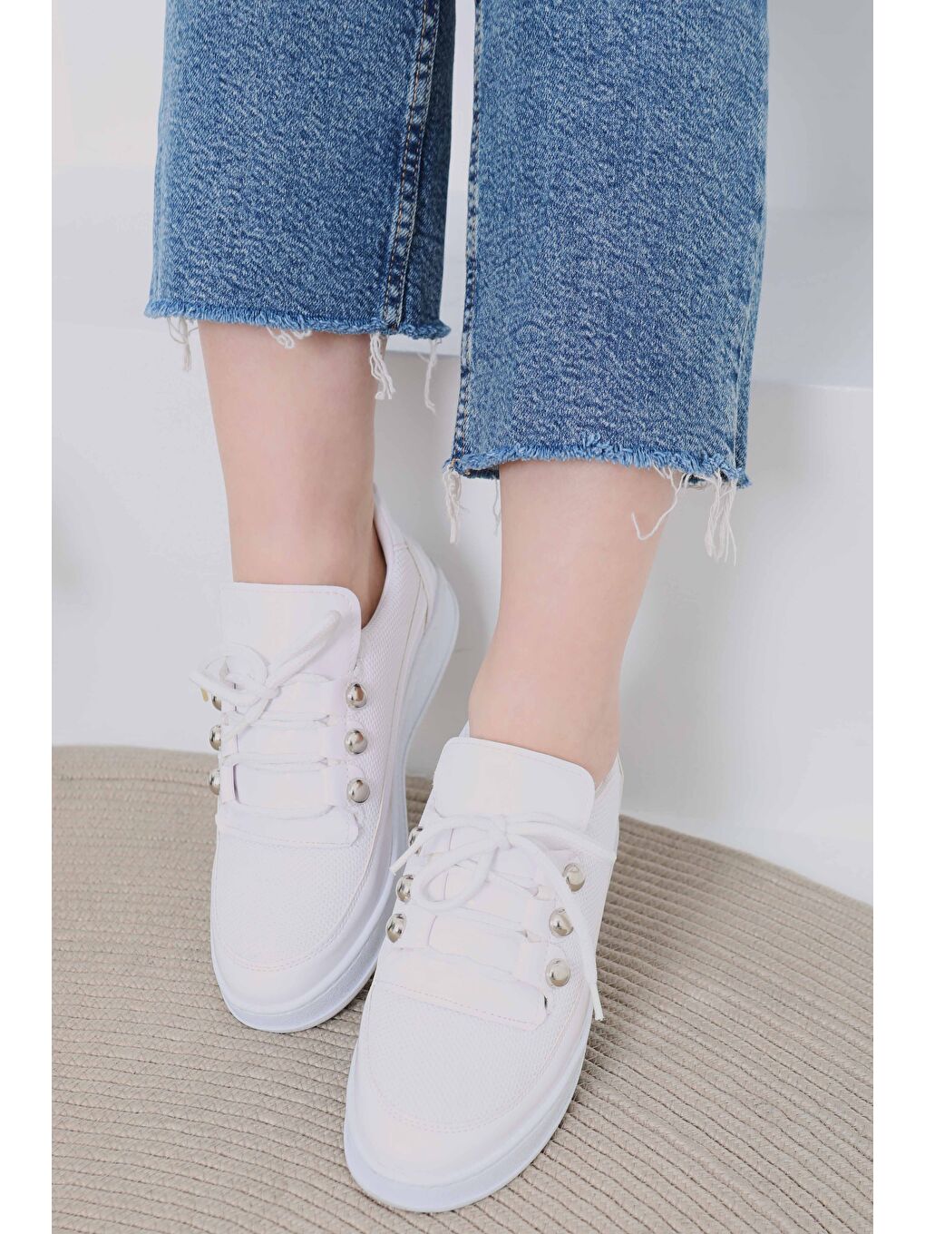 Kadın Beyaz Rugan Spor Ayakkabı - 27068-5