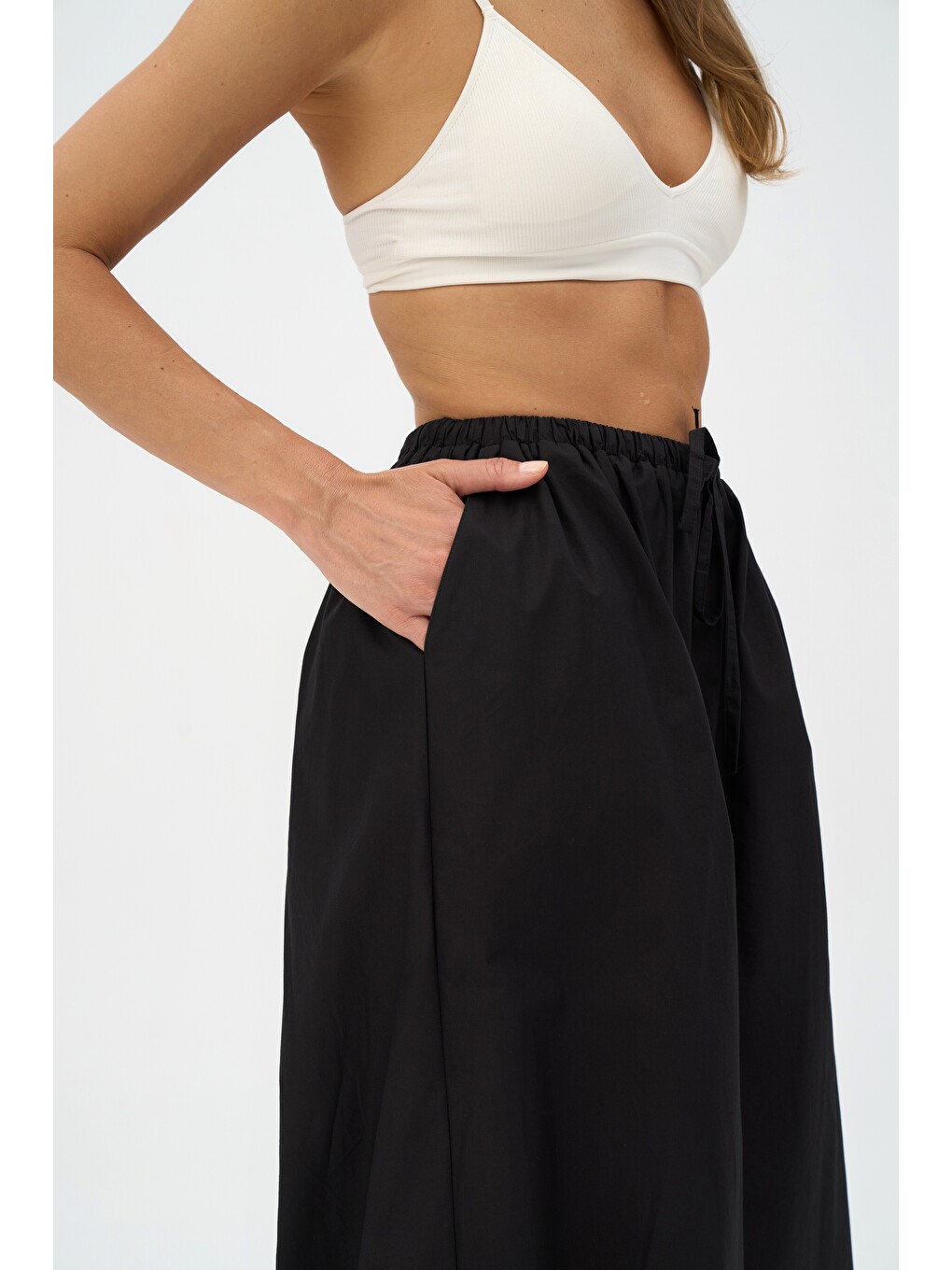 Velora Siyah Poplin Şalvar Pantolon-7