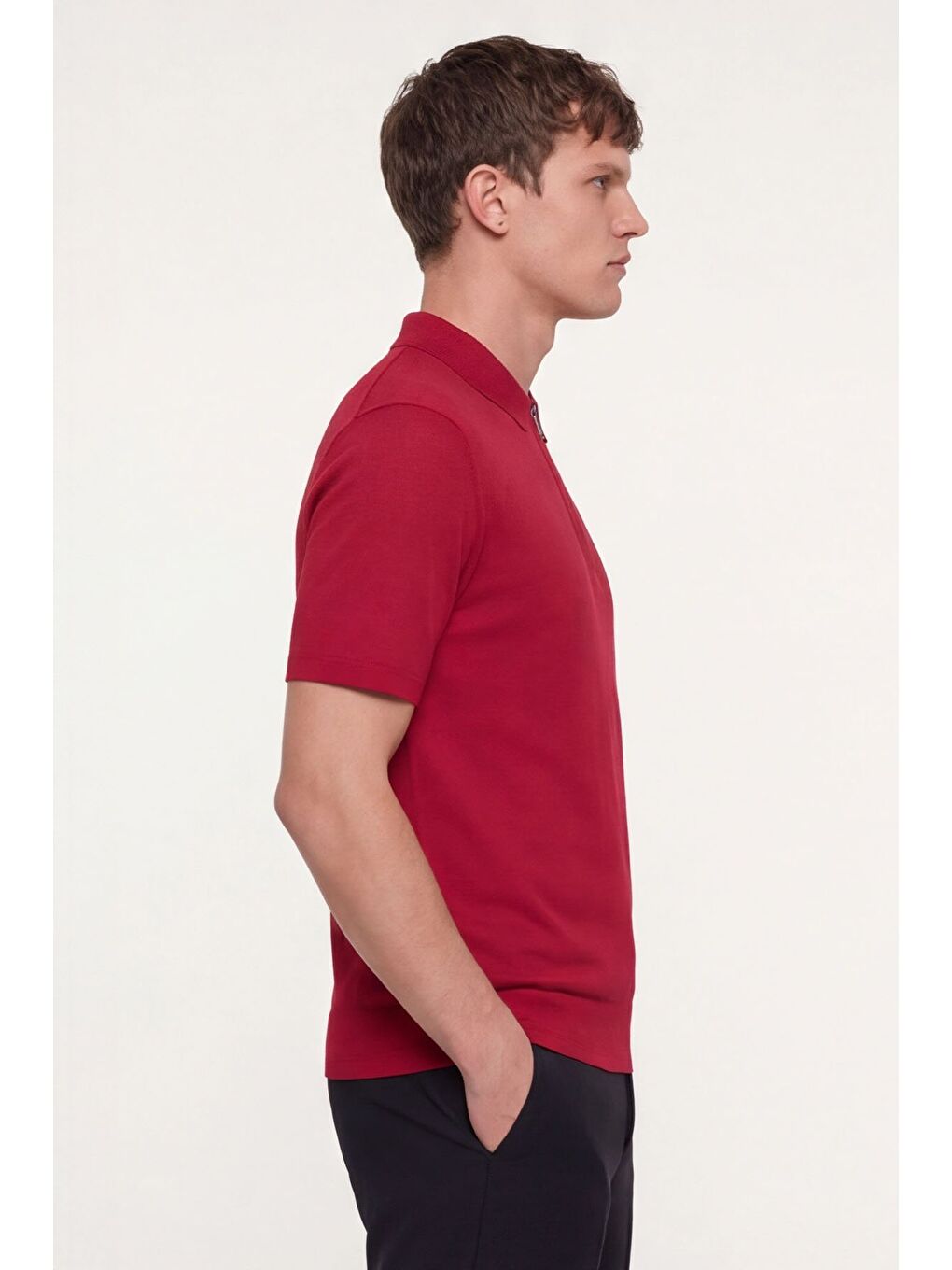 Giotelli Kırmızı Regular Fit %100 Pamuk Fermuarlı Polo Yaka Erkek Tişört-2