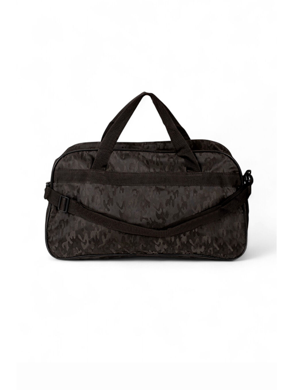 Unisex Siyah Kamuflaj Kamuflaj Desenli Önü Fermuarlı İki Bölmeli Seyahat ve Spor Çantası-2