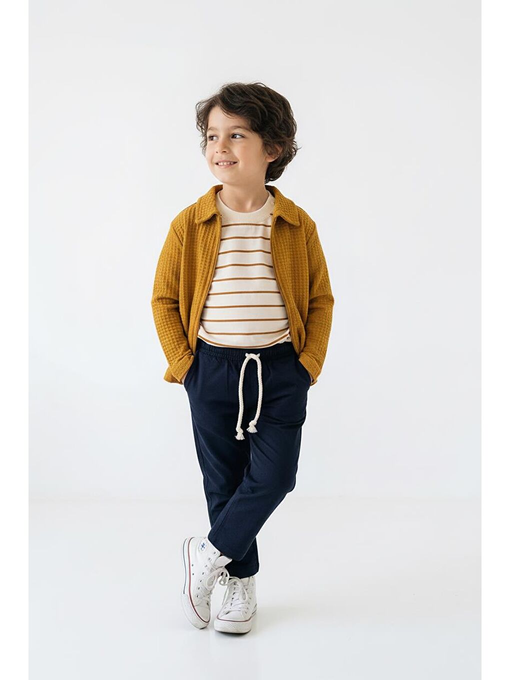 Sarı Hırkalı Pantolon Tişört 3lü Takım