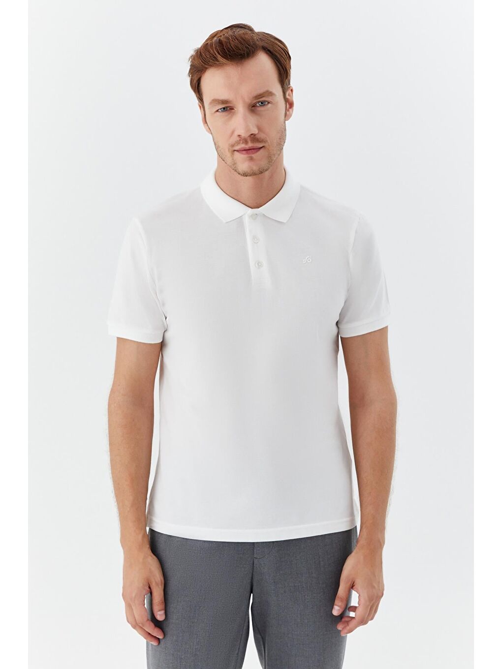 Ekru Regular Fit %100 Pamuklu Polo Yaka Tişört-5