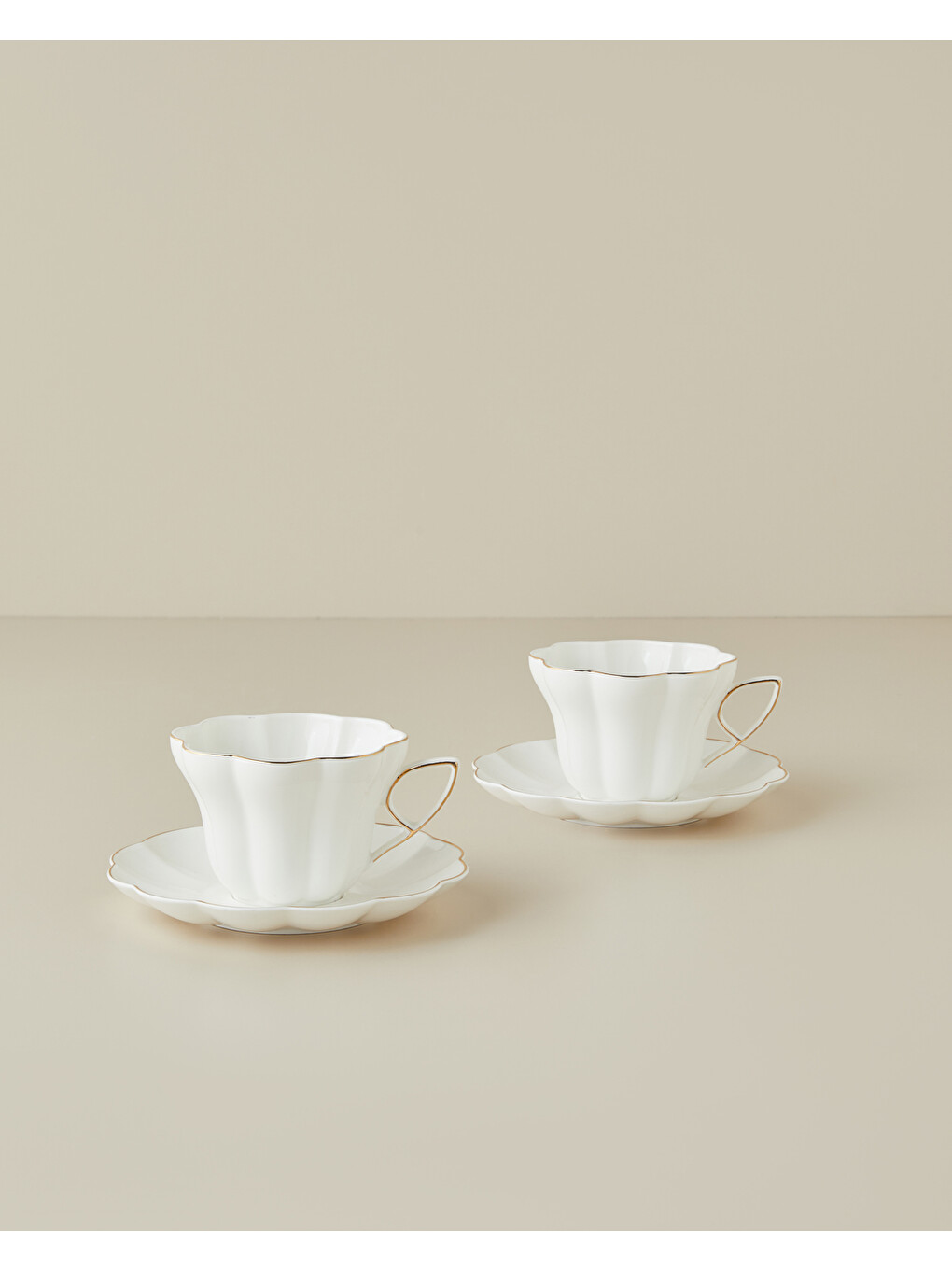 Velisse New Bone China 4 Parça 2 Kişilik Çay Fincanı Takımı 180 Ml Beyaz-gold-1