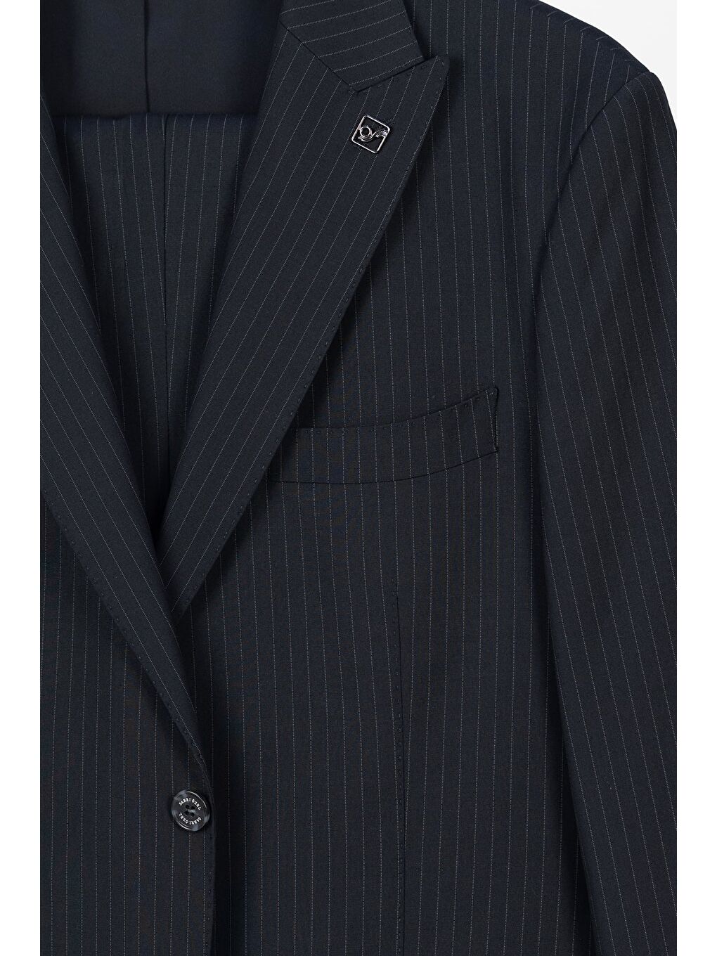 Erkek Lacivert Normal Kesim Regular Fit Viskon Çizgili Tam Astarlı Sivri Yaka 6 Drop Takım Elbise-3