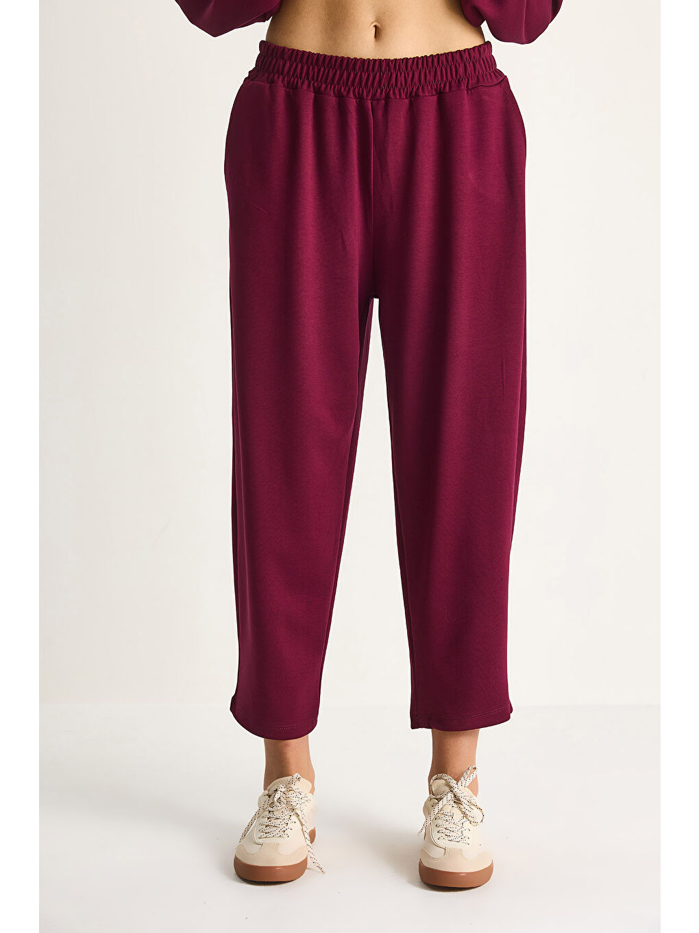 Bordo Kadın Bisiklet Yaka Oversize Alt-üst Takım-5