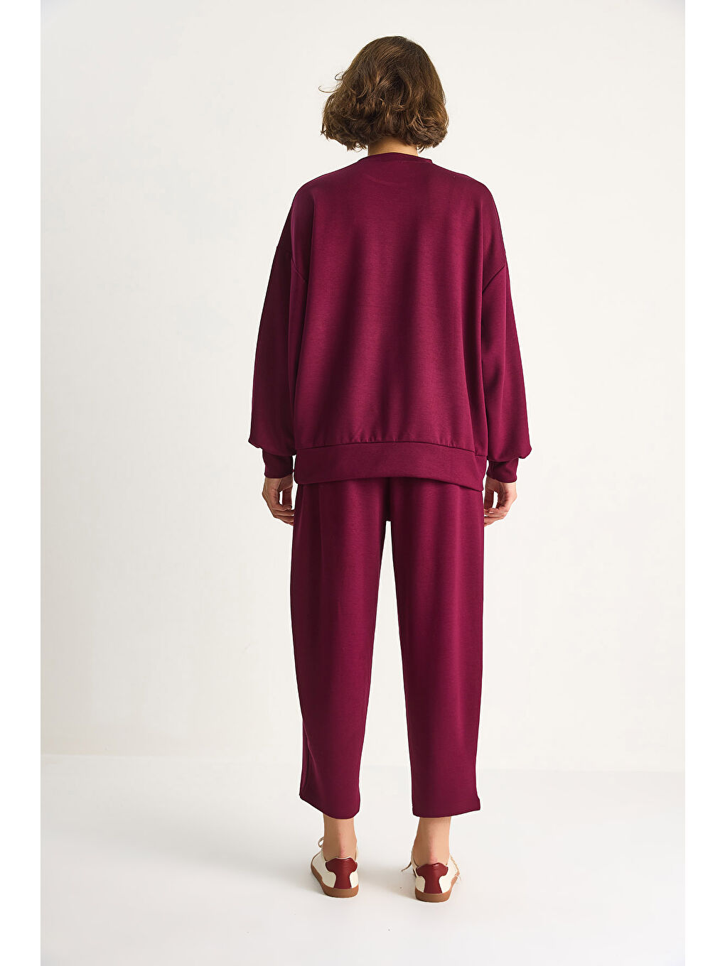 Bordo Kadın Bisiklet Yaka Oversize Alt-üst Takım-7