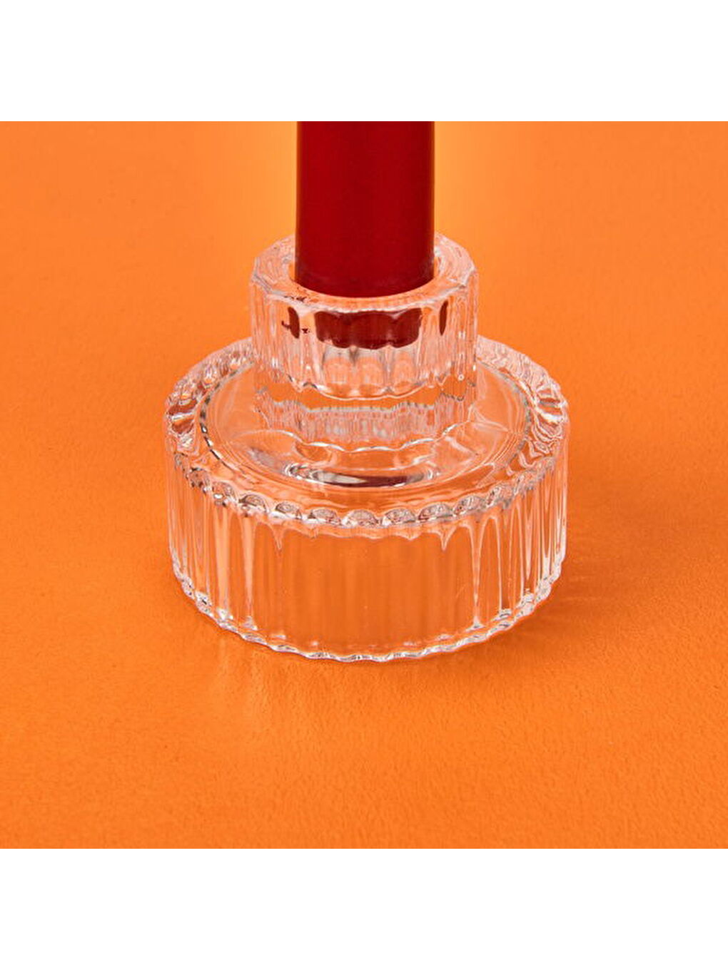 Renksiz Cam Çizgili Mumluk - Şeffaf - 5x6 cm-1