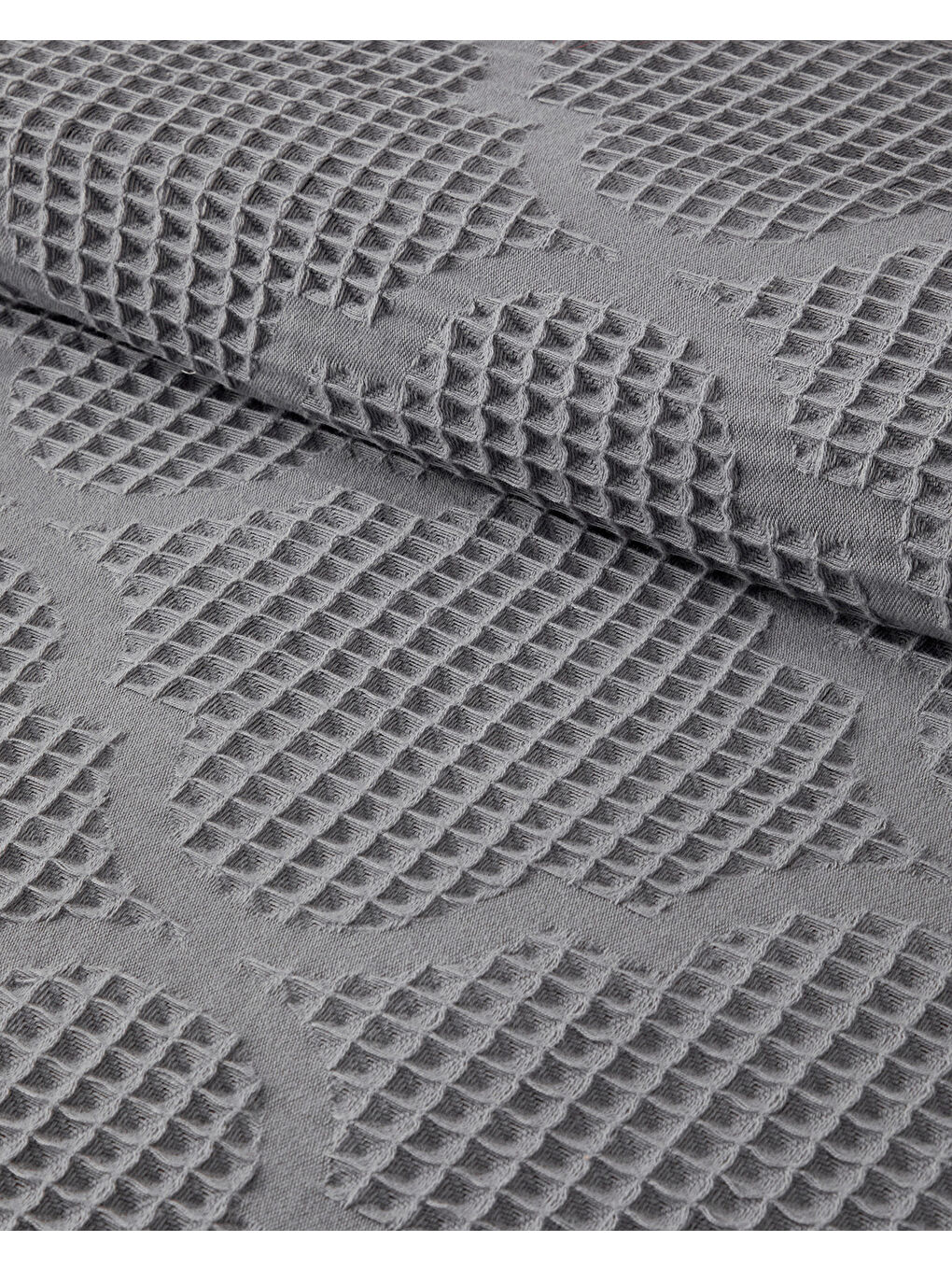 Fiona Pamuklu Waffle King Size Pike 240x220 cm Koyu Gri-2