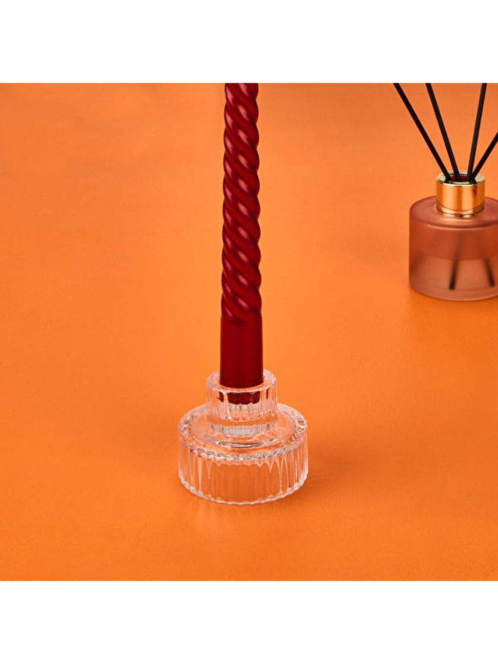 Renksiz Cam Çizgili Mumluk - Şeffaf - 5x6 cm-2