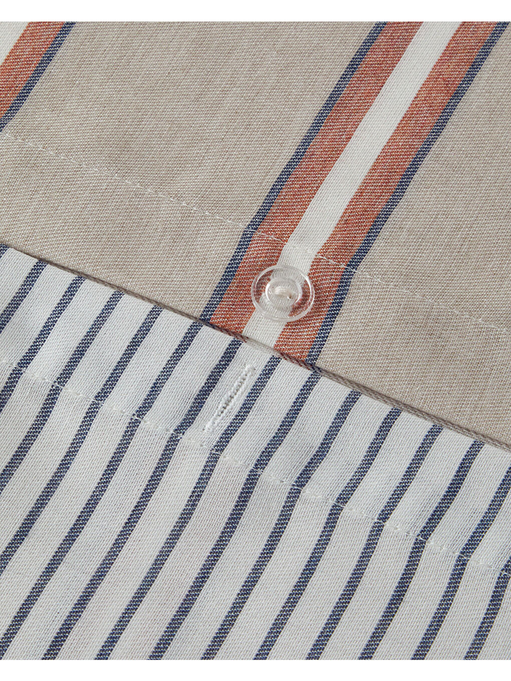 Kahverengi Cool Stripe İpliği Boyalı King Size Nevresim Takımı Terracota - Bej-5