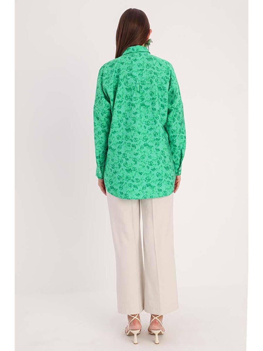 Yeşil-Koyu Yeşil-Oversize Gömlek-3