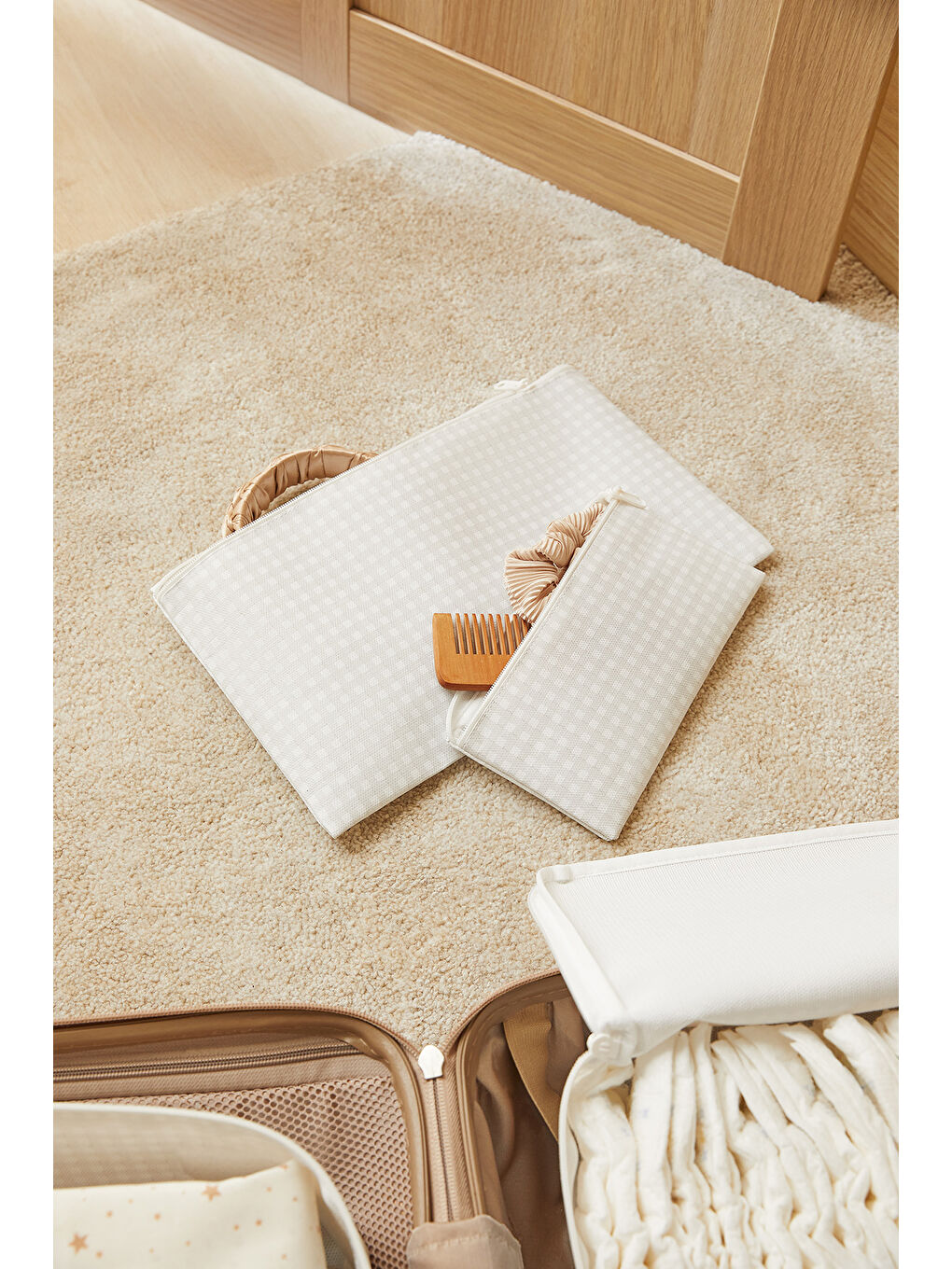 6'lı Gri Pötikare Bavul İçi Düzenleyici Set-3