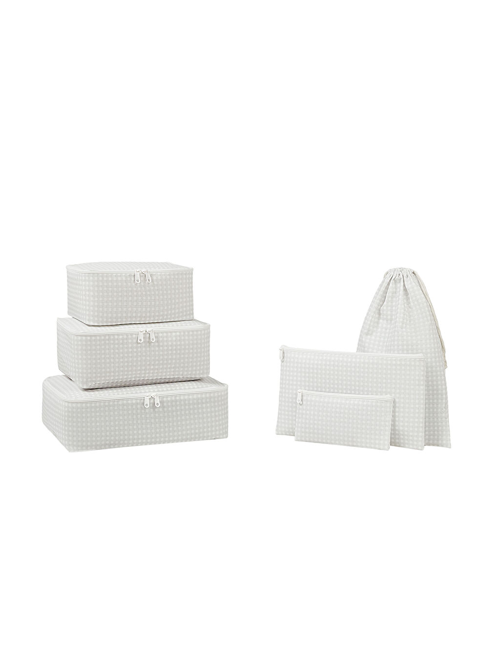 6'lı Gri Pötikare Bavul İçi Düzenleyici Set-6