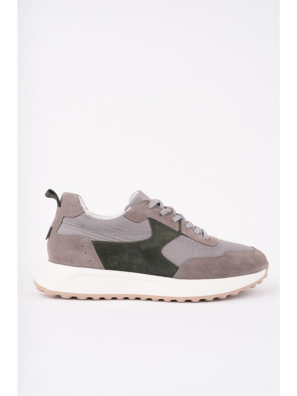 Gri SVENSON Kalın Taban Bağcıklı Hakiki Deri Erkek Günlük Sneaker Spor Ayakkabı-2