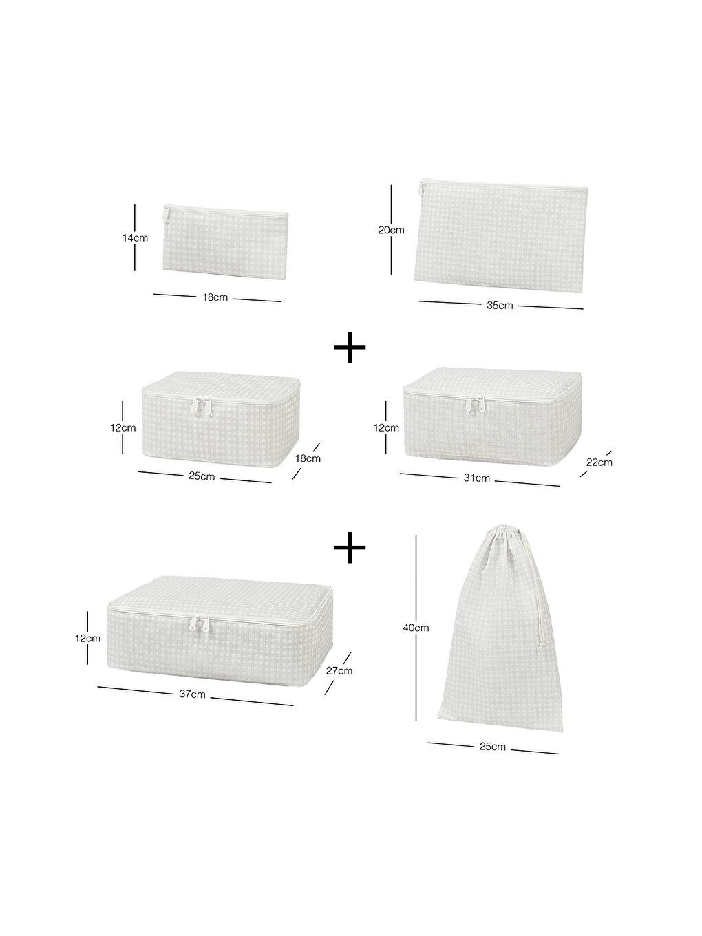 6'lı Gri Pötikare Bavul İçi Düzenleyici Set-7