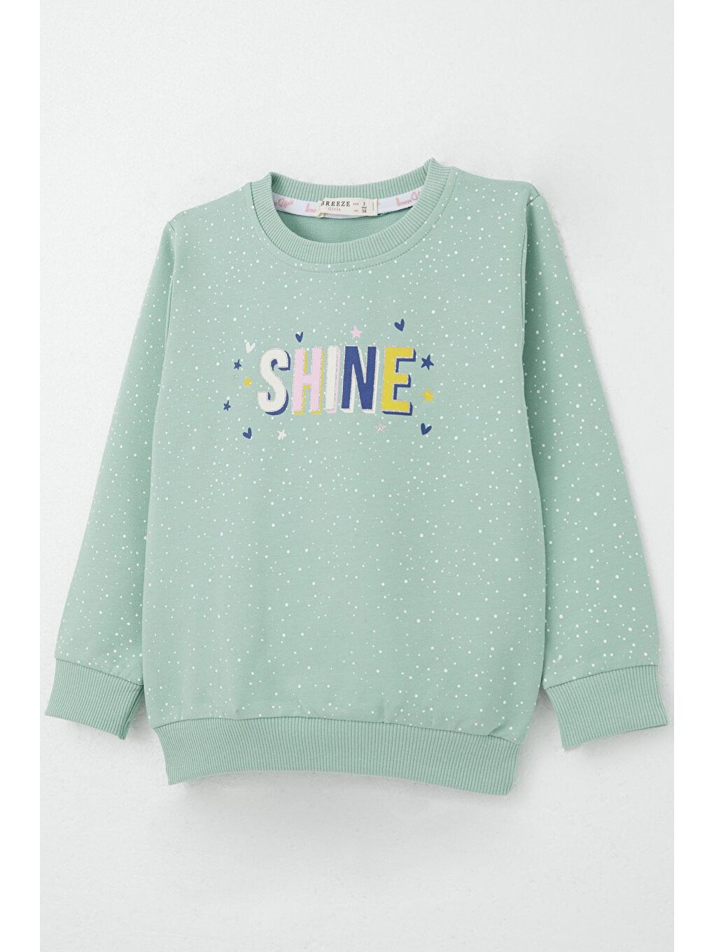 Turkuaz Kız Çocuk Eşofman Takım Yazı Baskılı Kalpli Yıldızlı Su Yeşili (3-7 Yaş)-5