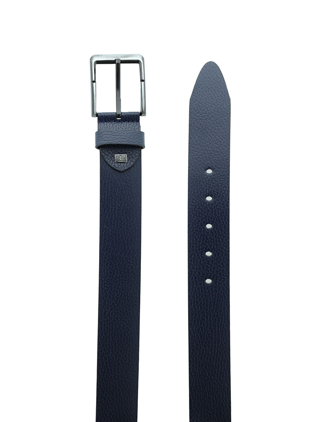 Lacivert Spor Desenli Deri Kemer-1