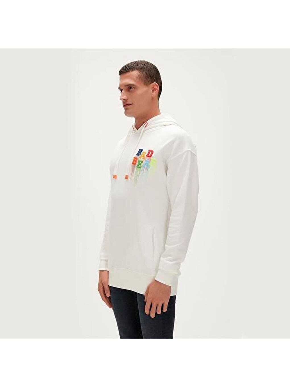 Rainbow Hoodie Erkek Beyaz Kapüşonlu Sweatshirt-1